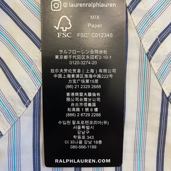 Lauren by Ralph Lauren, Bustier, Blue/White Vertical Stripes, V-Neck, Size 8 NWT - Picture 11 of 12